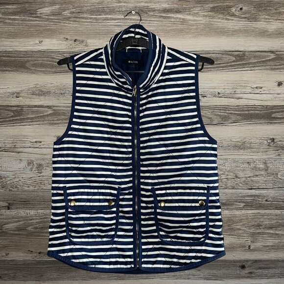 41 Hawthorn Vest Womens Medium Quilted Striped Blue Full Zip Lightweight Pockets - Picture 1 of 8